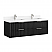  60M" Floating Double Bath Vanity in Oak Weathered Black with Pure White Quartz Stone Top