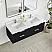  60M" Floating Double Bath Vanity in Oak Weathered Black with Pure White Quartz Stone Top