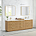  96" Combine Free-standing Double Bath Vanity in Washed Ash Grey with Pure White Quartz Stone Top