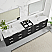 120" Combine Free-standing Double Bath Vanity in Oak Weathered Black with Pure White Quartz Stone Top