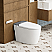 Smart Toilet Bidet in White with LED Display, Remote, Blackout Flush, Off-Seat Auto Flush, Auto Open & Close White/Gray Lid, Heated Seat and Warm Air Dryer, Foot Sensor Operation