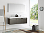 Fresca Vista 60" Gray Oak Wall Hung Double Sink Modern Bathroom Vanity with Faucet, Medicine Cabinet and Linen Side Cabinet Option