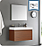 Fresca Mezzo 36" Teak Wall Hung Modern Bathroom Vanity with Faucet, Medicine Cabinet and Linen Side Cabinet Option