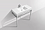 Modern Lux 40" Stainless Steel Console w/ White Acrylic Sink - Chrome