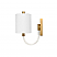 WALL SCONCE WITH ACRYLIC NECK AND WHITE LINEN SHADE IN ANTIQUE BRASS