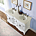58" Double Sink Cabinet - Crema Marfil Top, Undermount Ivory Ceramic Sinks (3-hole)