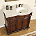36" Single Sink Cabinet (Right Sink) - Crema Marfil Top, Undermount Ivory Ceramic Sinks (3-hole)