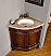 32" Single Corner Sink Cabinet - Travertine, Undermount White Ceramic Sink (4"-center)