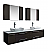Fresca Lucera 72" Espresso Wall Hung Double Vessel Sink Modern Bathroom Vanity with Medicine Cabinets