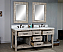 72" Rustic Solid Fir Double Sink Vanity with Carrara White Marble Top Beveled Edge and Rectangular Sink - No Faucet