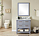 36" Single Sink Bathroom Vanity in Grey Finish with Carrara White Marble Top- No Faucet