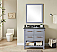 36" Single Sink Bathroom Vanity in Grey Finish with Polished Textured Surface Granite Top- No Faucet