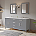 72" Gray Double Bathroom Basin Sink Vanity with White Porcelain Countertop