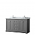 60" Double Bathroom Vanity in Dark Gray, White Carrara Marble Countertop, Undermount Oval Sinks, and No Mirror