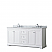 72" Double Bathroom Vanity in White, White Carrara Marble Countertop, Undermount Oval Sinks, and No Mirror
