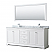 80" Double Bathroom Vanity in White, White Carrara Marble Countertop, Undermount Square Sinks, and 70" Mirror