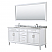 72 Inch Double Bathroom Vanity in White, White Carrara Marble Countertop, Undermount Oval Sinks, and 70 Inch Mirror