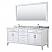 80 Inch Double Bathroom Vanity in White, White Carrara Marble Countertop, Undermount Oval Sinks, and 70 Inch Mirror