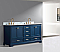72" Double Sink Bathroom Vanity in Blue Finish with Carrara White Marble Top