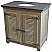 36" Reclaimed Pine Cooler Vanity Louvred Doors with Blue Stone Top Wash Finish