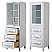 Linen Tower in White with Shelved Cabinet Storage and 3 Drawers