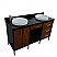 61" Double Sink Bathroom Vanity in Walnut and Black Finish with Countertop and Sink Options