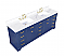 Modern 84" Double Sink Vanity with Carrara Marble Counterop in Blue Finish