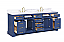 Modern 84" Double Sink Vanity with Carrara Marble Counterop in Blue Finish
