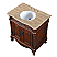 32" Single Sink Vanity in English Chestnut with Stone Vanity Top in Travertine with White Basin