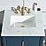 24" Single Sink Carrara White Marble Vanity In Monarch Blue Finish