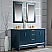 60" Double Sink Carrara White Marble Vanity In Monarch Blue Finish