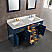 60" Double Sink Carrara White Marble Vanity In Monarch Blue Color