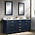 72" Double Sink Carrara White Marble Vanity In Monarch Blue Color
