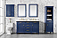 60" Double Sink Vanity Cabinet Blue Finish with Carrara White Top