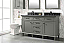 60" Double Sink Vanity Cabinet Pewter Green Finish with Blue Limestone Top