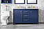 54" Blue Finish Double Sink Vanity Cabinet with Carrara White Top