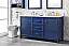 60" Blue Finish Double Sink Vanity Cabinet with Carrara White Top