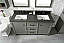60" Pewter Green Finish Double Sink Vanity Cabinet with Blue Lime Stone Top