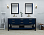 72" Double Sink Bath Vanity Set in Heritage Blue with Italian Carrara White Marble Vanity top and White Undermount Basin with Gold Hardware