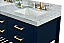 72" Double Sink Bath Vanity Set in Heritage Blue with Italian Carrara White Marble Vanity top and White Undermount Basin with Gold Hardware
