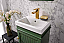 18" Single Sink Bathroom Vanity in Pewter Green Finish with Ceramic Top and White Ceramic Sink Pre-drilled with One Hole