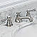 American 20th Century Classic Widespread Lavatory Faucets With Pop-Up Drain in Brushed Nickel Finish With Torch Lever Handles, Hot And Cold Labels Included