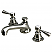 American 20th Century Classic Widespread Lavatory Faucets With Pop-Up Drain in Brushed Nickel Finish With Torch Lever Handles, Hot And Cold Labels Included