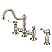 Bridge Style Kitchen Faucet With Side Spray To Match in Brushed Nickel Finish With Metal Lever Handles Without Labels