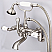Vintage Classic Adjustable Center Wall Mount Tub Faucet With Swivel Wall Connector & Handheld Shower in Brushed Nickel Finish With Metal Lever Handles Without Labels