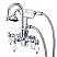 Vintage Classic Adjustable Spread Wall Mount Tub Faucet With Gooseneck Spout, Swivel Wall Connector & Handheld Shower in Chrome Finish With Metal Lever Handles Without Labels