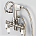 Vintage Classic Adjustable Spread Wall Mount Tub Faucet With Gooseneck Spout, Swivel Wall Connector & Handheld Shower in Brushed Nickel Finish With Metal Lever Handles Without Labels