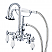 Vintage Classic 3.375 Inch Center Deck Mount Tub Faucet With Gooseneck Spout, 2 Inch Risers & Handheld Shower in Chrome Finish With Metal Lever Handles Without Labels