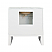30.5" Bath Vanity in Matte White Lacquer with Antique Brass Rectangular Hardware, White Marble Top and Porcelain Sink