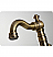 6" Double Metal Cross Handle Widespread Bathroom Sink Faucet with Pop-Up Drain in Antique Brass
